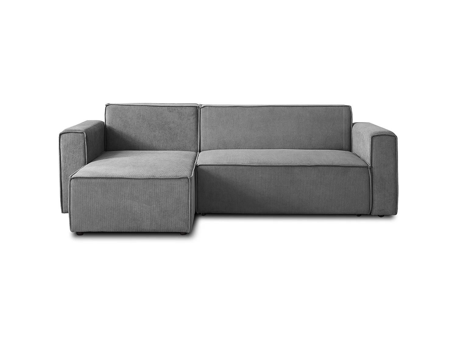 Canapé d'angle convertible 4 places en velours côtelé gris anthracite foncé LORENZO