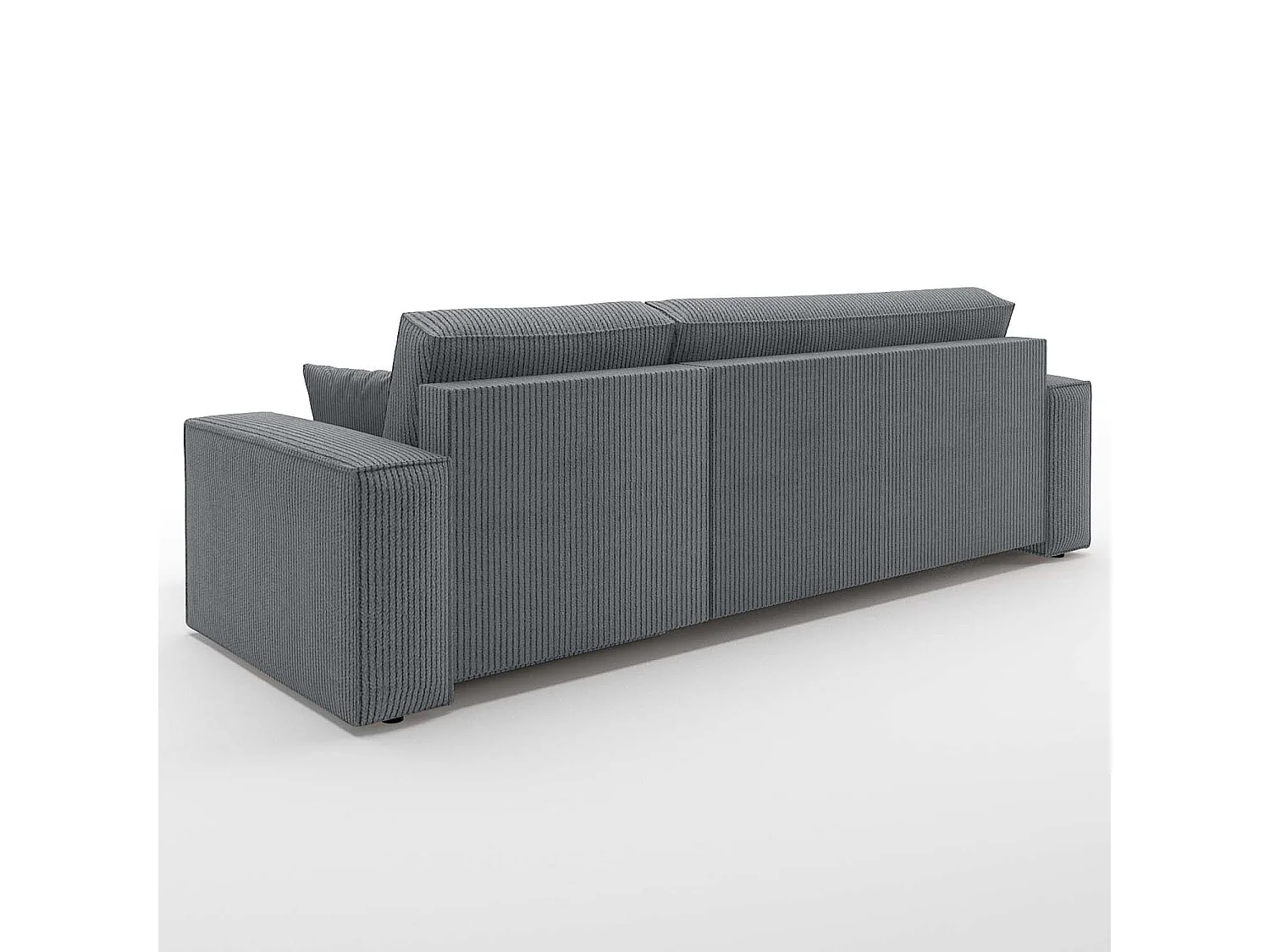Canapé d'angle convertible 4 places en velours côtelé gris anthracite foncé LORENZO