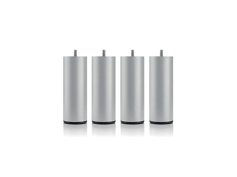 BELLECOUR LITERIE | Jeu de pieds de lit cylindriques en métal Gris Hauteur 16 cm (lot de 4)