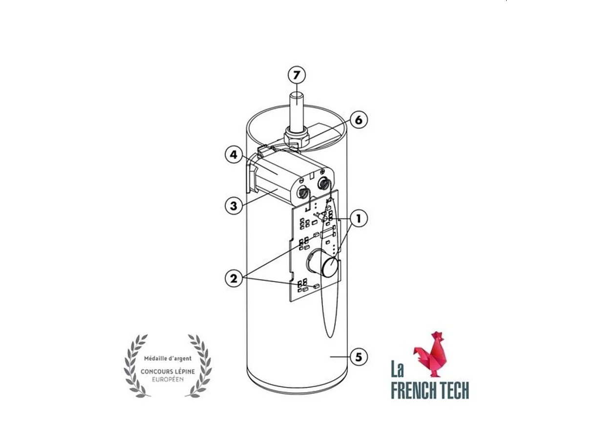 BELLECOUR LITERIE | Pied de lit cylindrique lumineux Gris Hauteur 16 cm (vendu à l'unité)