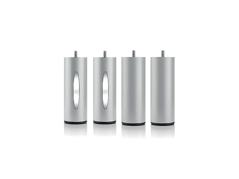 BELLECOUR LITERIE | Jeu de pieds de lit cylindriques (2 lumineux + 2 métal Gris)