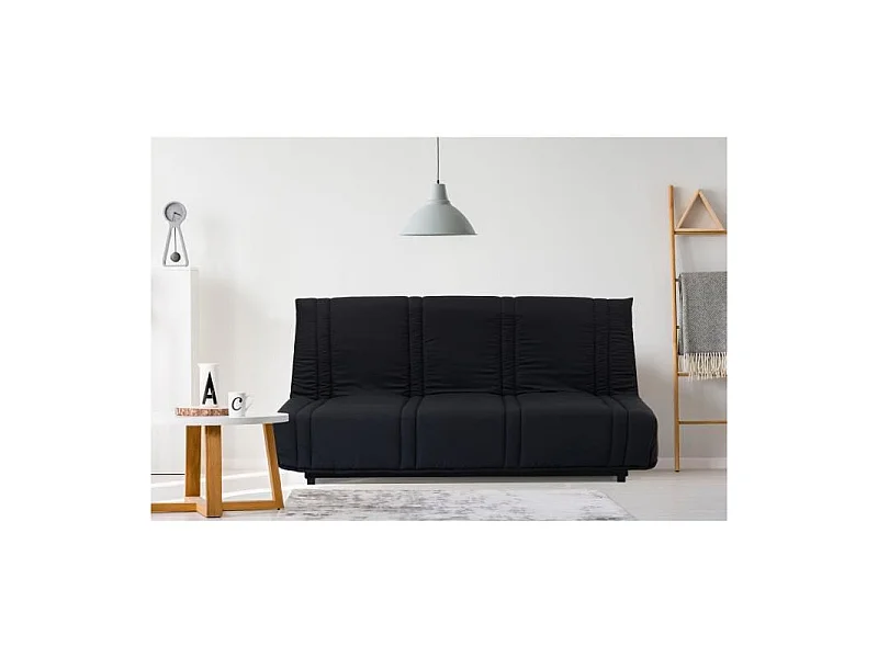 Sofá Cama Clic Clac 3 Lugares Preto Estilo Contemporâneo LENA
