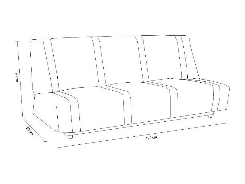 Banquette clic clac 3 places - tissu Noir - Style contemporain - L 193 x P 92 cm