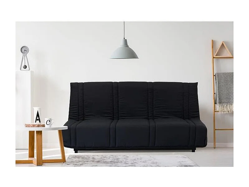 Banquette clic clac 3 places - tissu Noir - Style contemporain - L 193 x P 92 cm