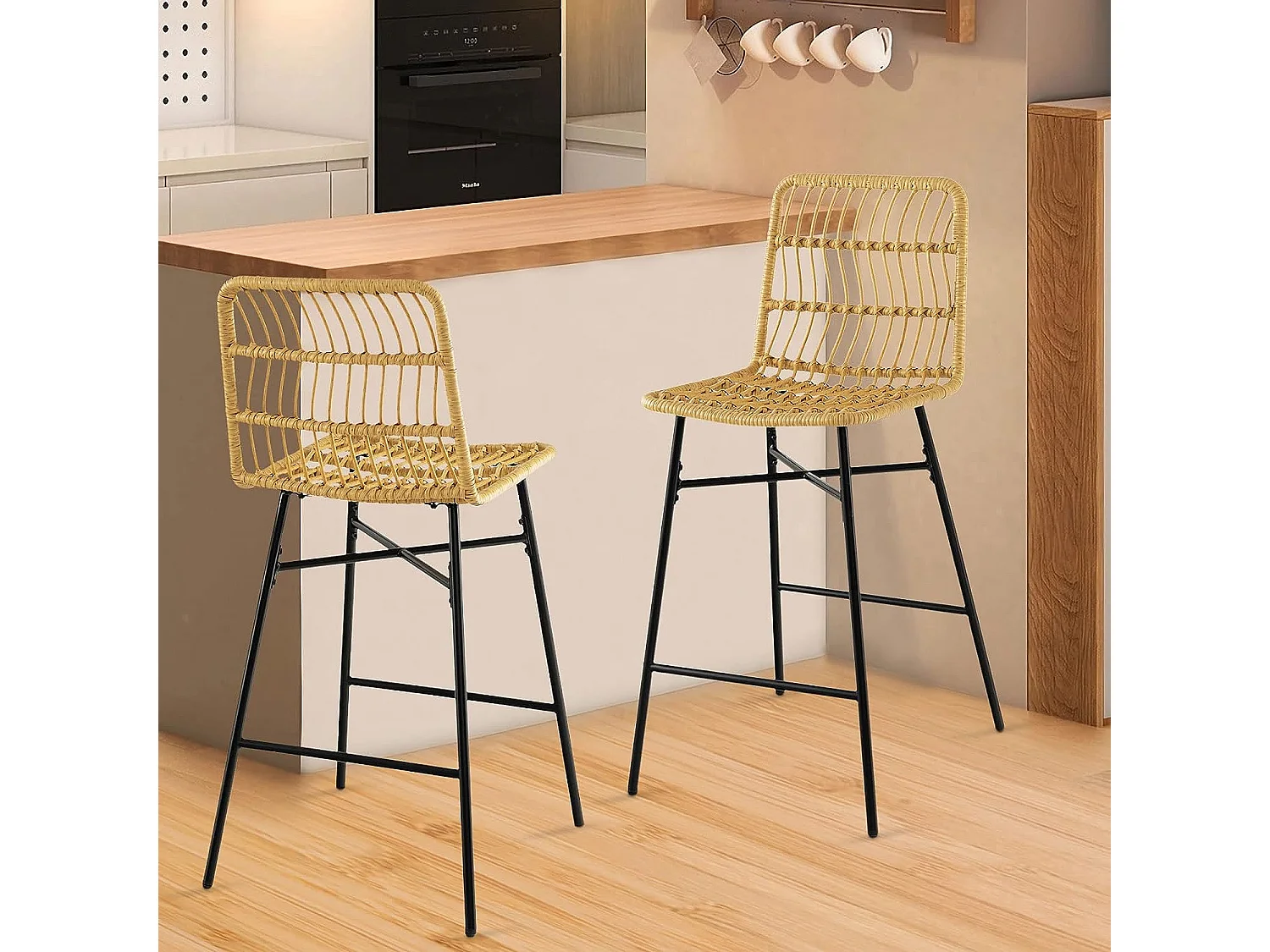 Barhocker Rattan (2er Set)