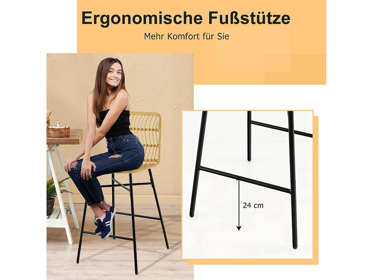 Barhocker Rattan (2er Set)