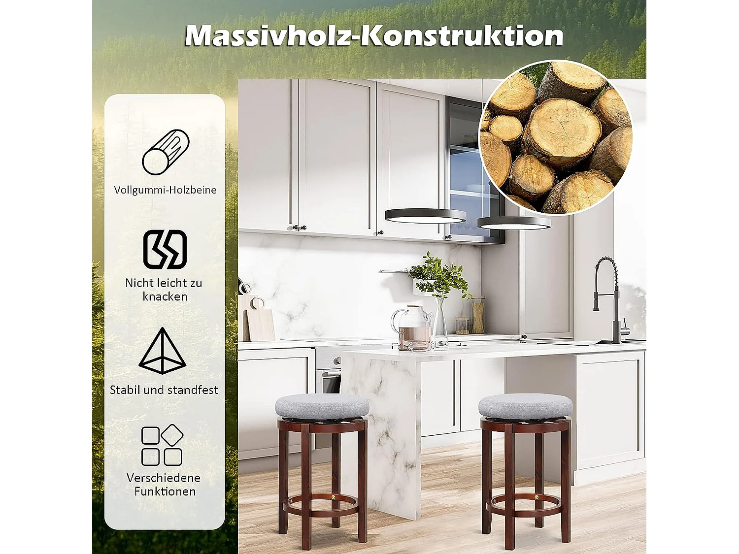 Barstühle gepolstert (2er Set)