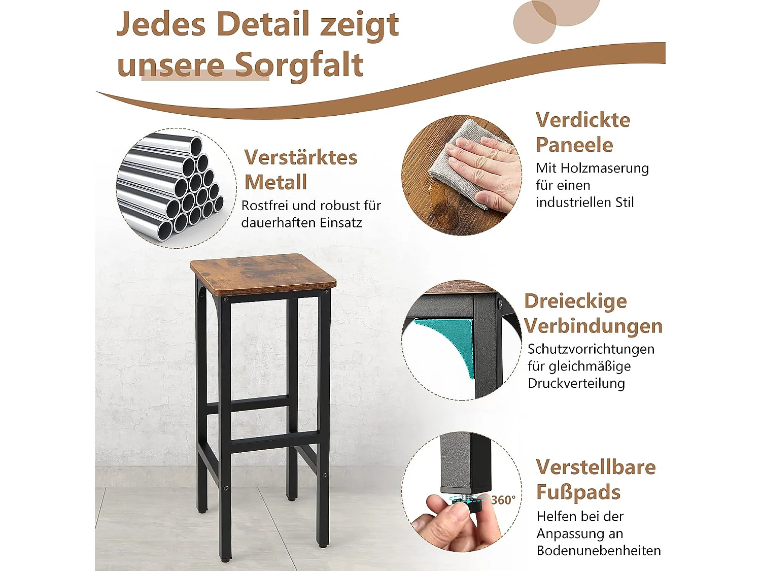 2er Set Barhocker, Barstühle Vintage