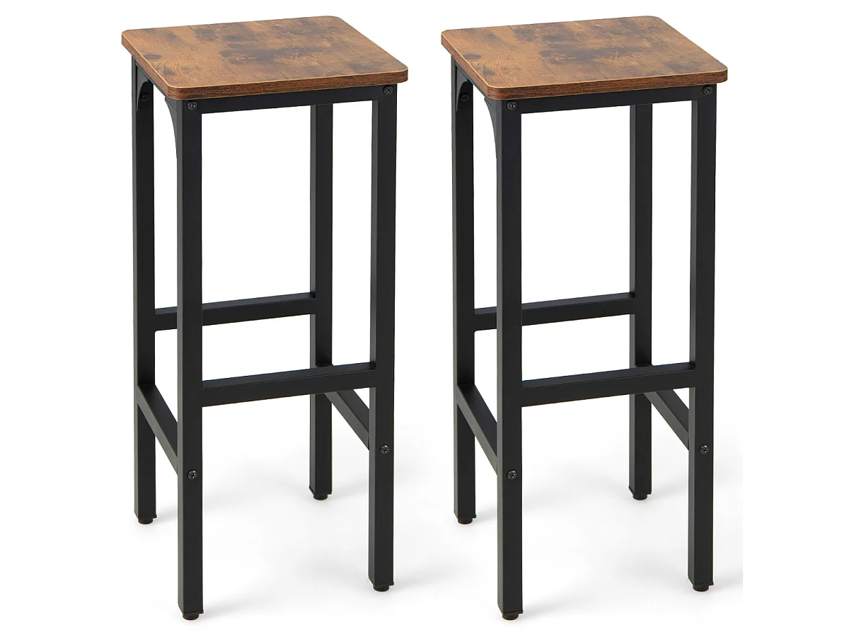Set aus 2 Barhockern mit Fußstütze Barhocker