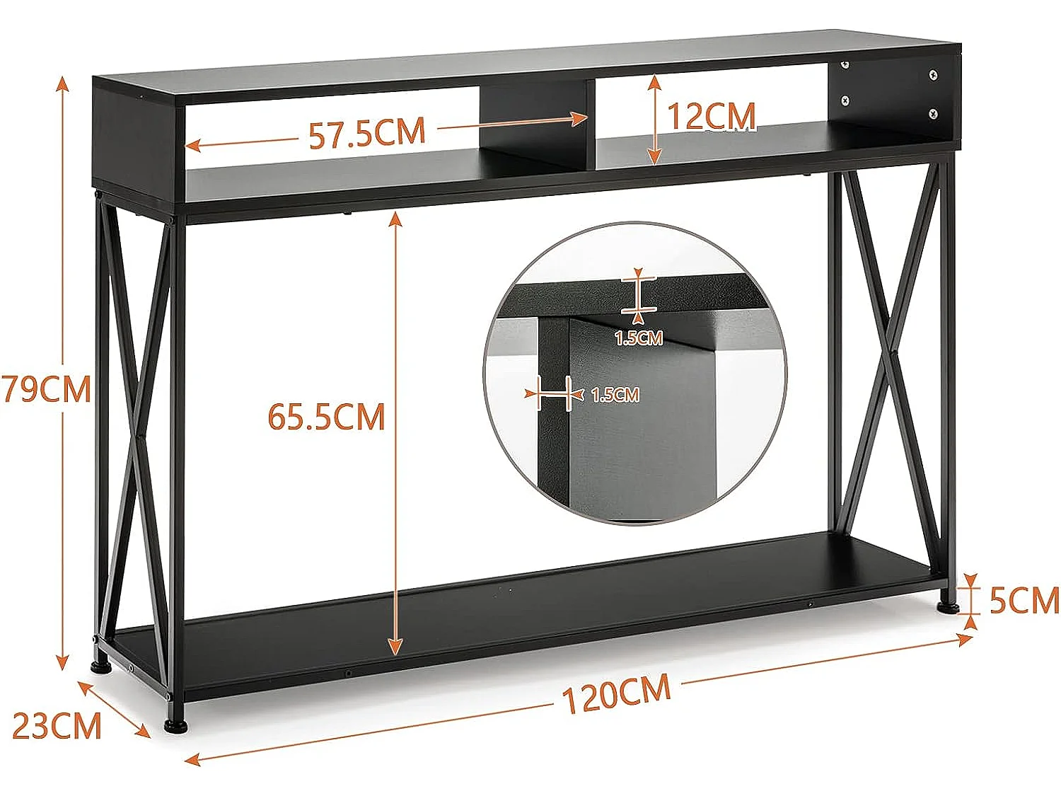 Konsolentisch mit offnen Fächern