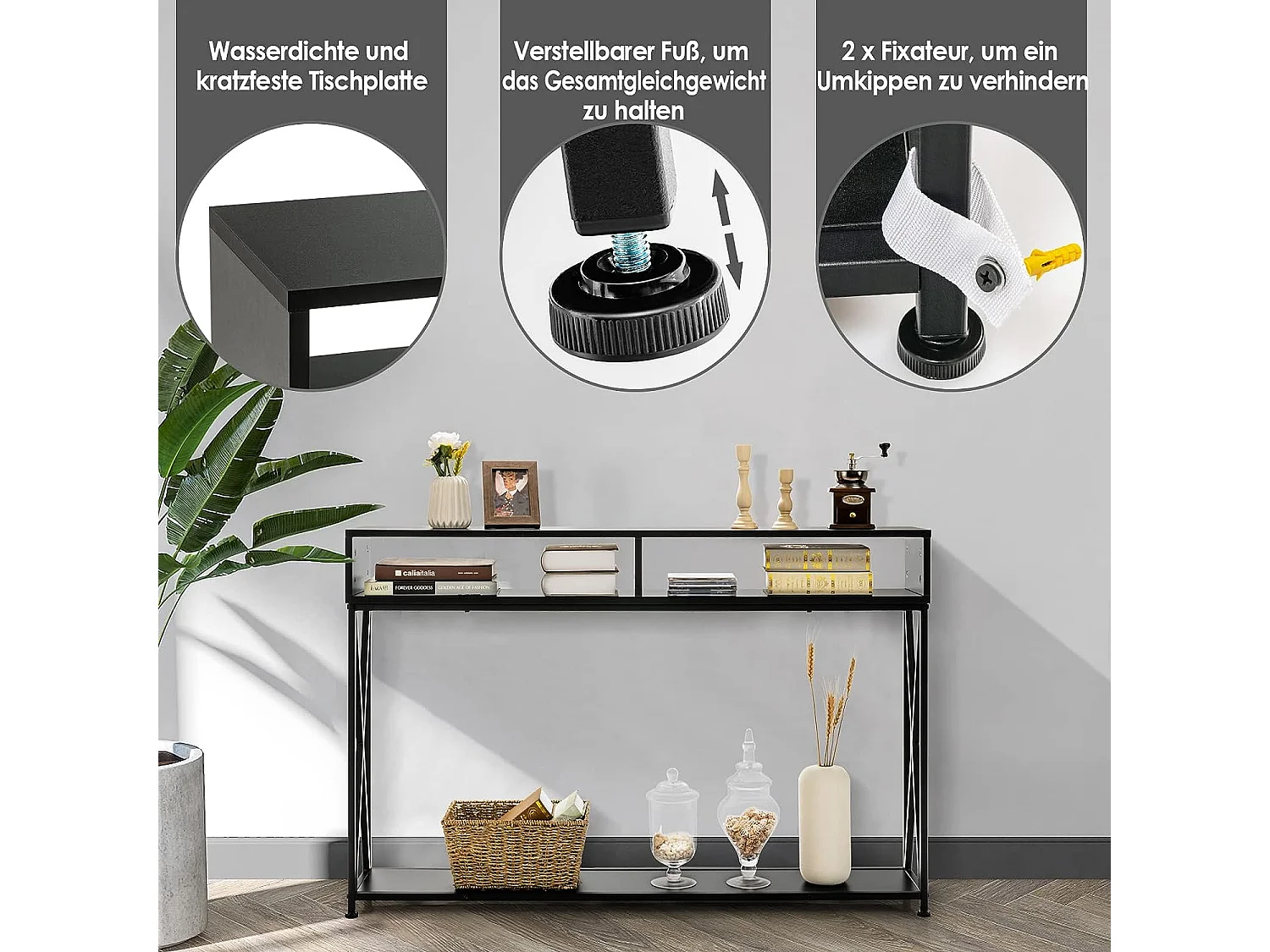 Konsolentisch mit offnen Fächern