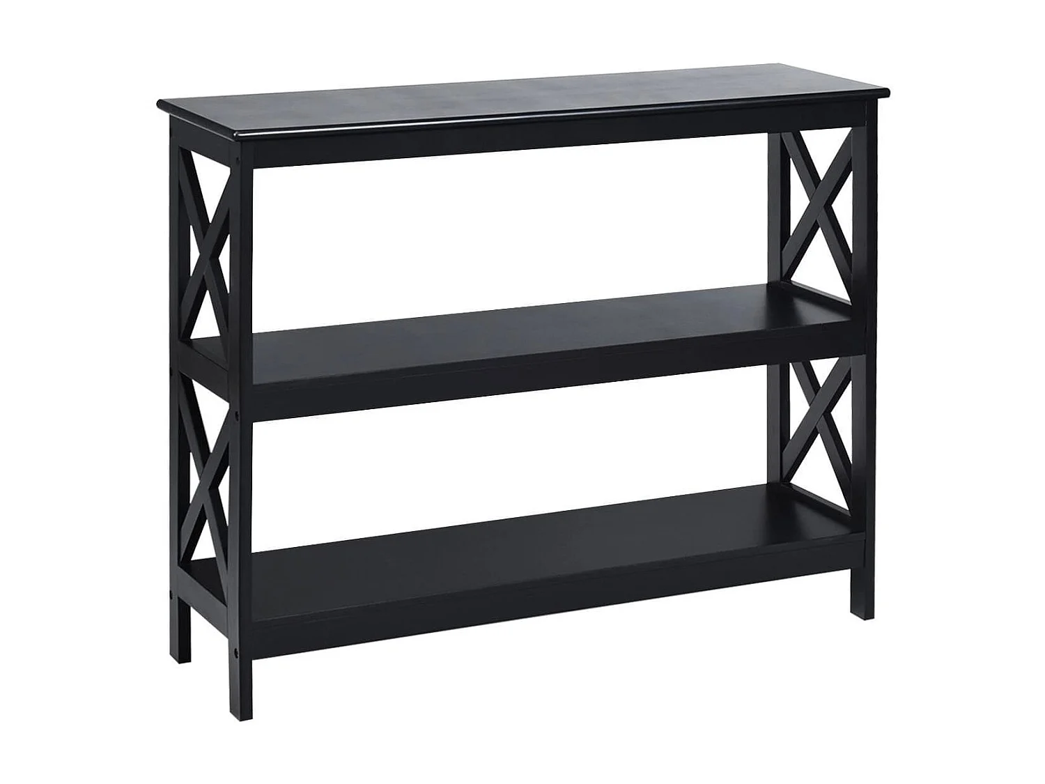 Tavolo da parete industriale a 3 livelli, Tavolino di servizio rustico con mensola, Nero