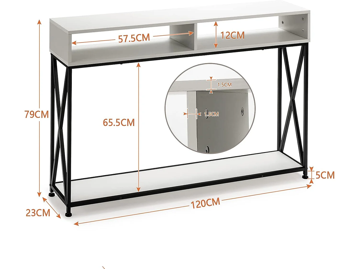 2 Ebenen Konsolentisch TH32238