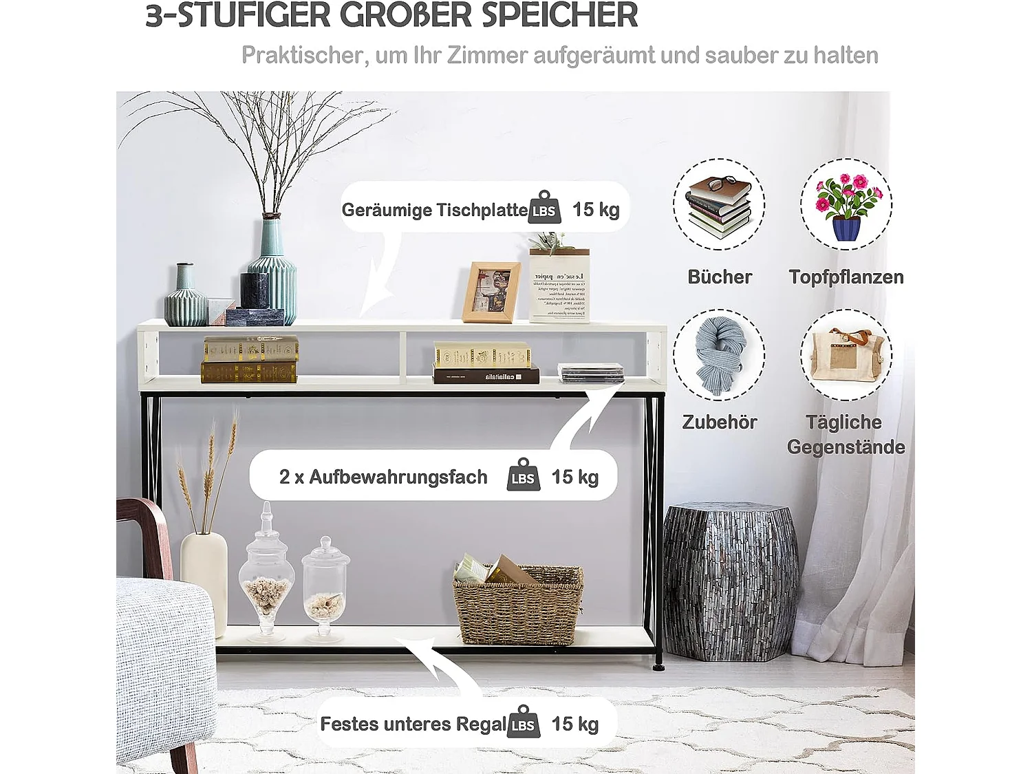 2 Ebenen Konsolentisch TH32238