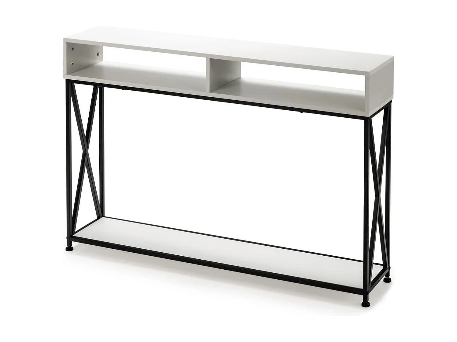 Table Console de Style Industriel 120 x 23 x 79 CM Structure en Acier Meuble d'Entrée Anti-Basculement Blanc