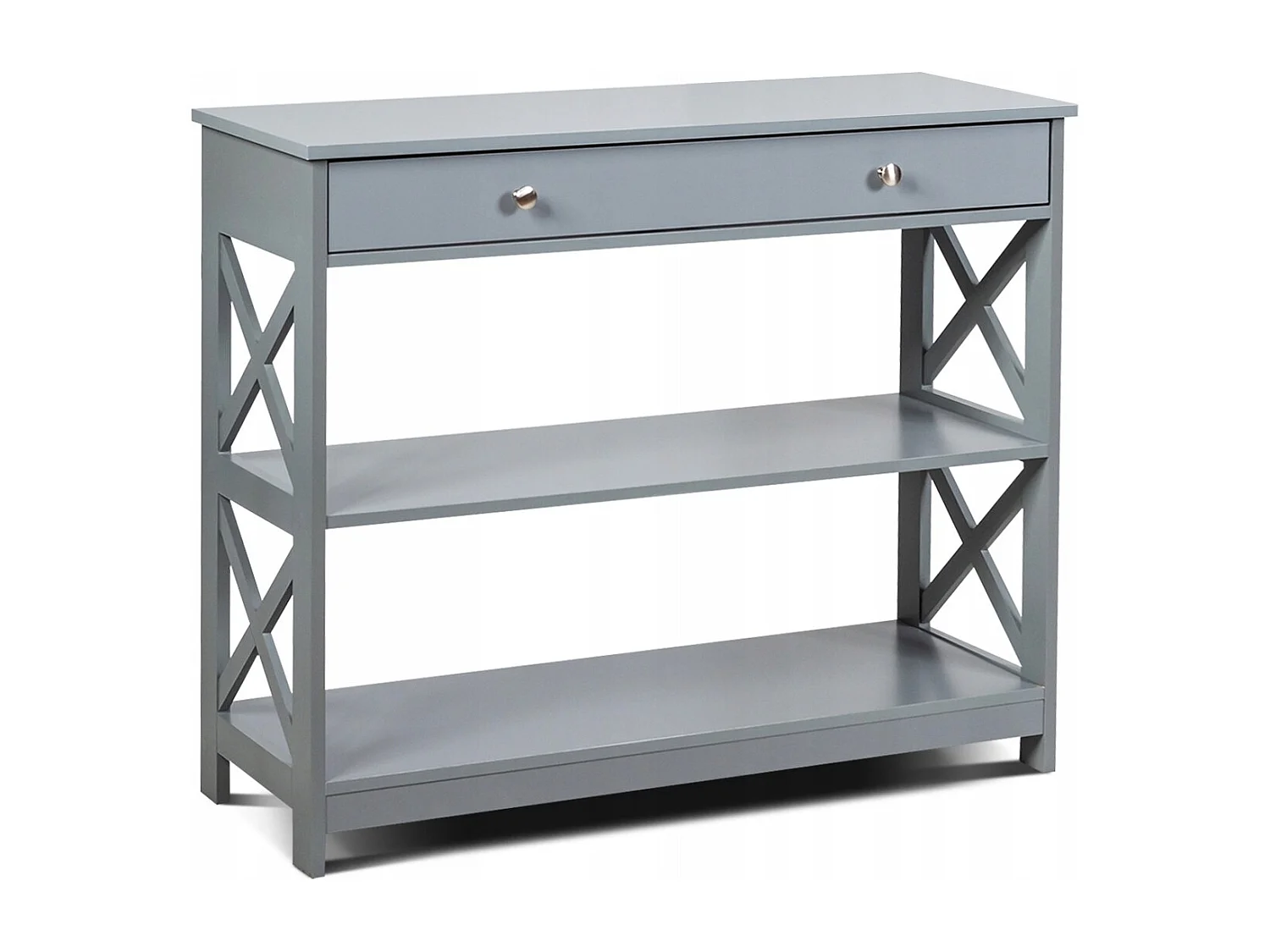 Konsolentisch 3 Ebene Konsolentisch mit Schublade Flurtisch aus Holz 100 x 30 x 80 cm Grau