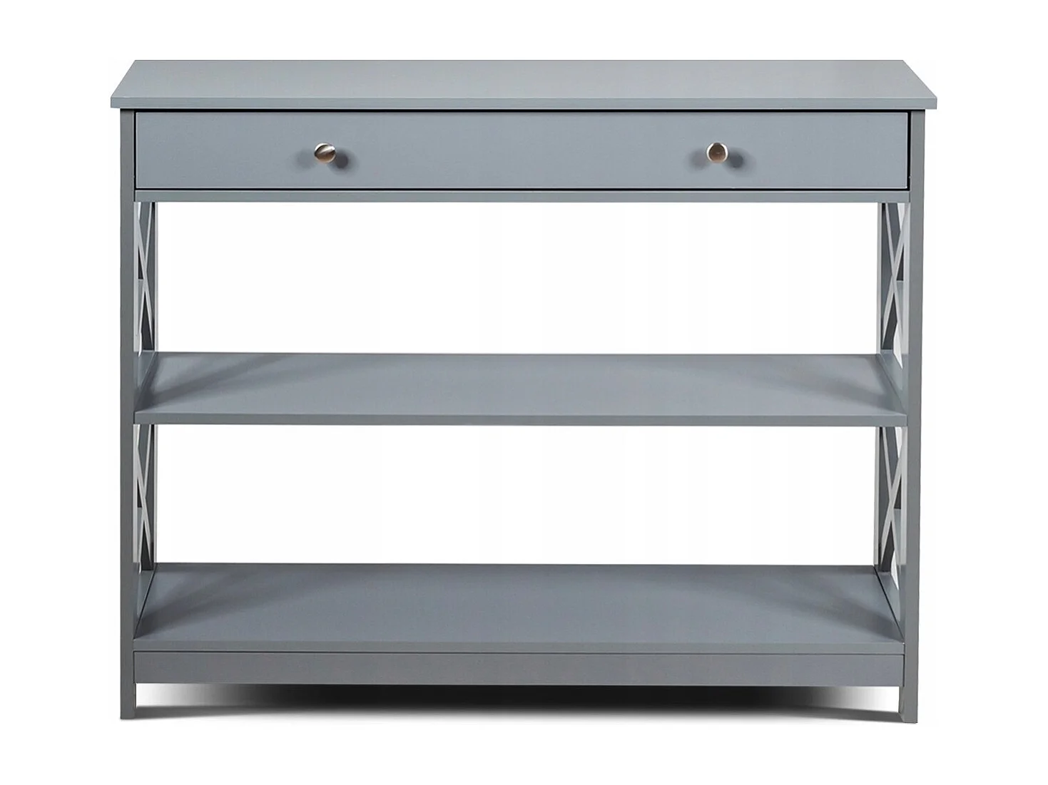 Konsolentisch 3 Ebene Konsolentisch mit Schublade Flurtisch aus Holz 100 x 30 x 80 cm Grau