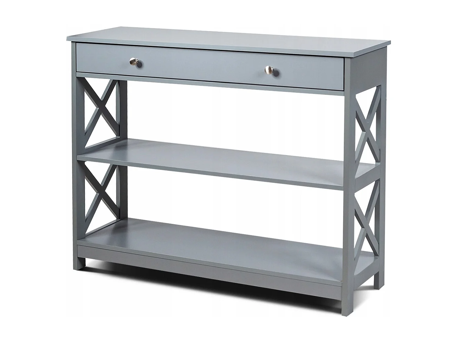 Konsolentisch 3 Ebene Konsolentisch mit Schublade Flurtisch aus Holz 100 x 30 x 80 cm Grau