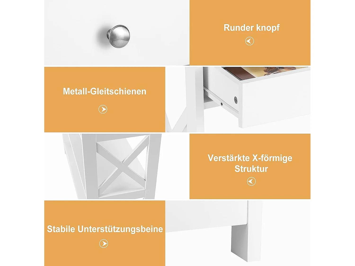 Konsolentisch 3-Stufiger Aufbewahrungsregal mit 1 Schublade und 2 Ablageflächen 100 x 30 x 80 cm Weiß