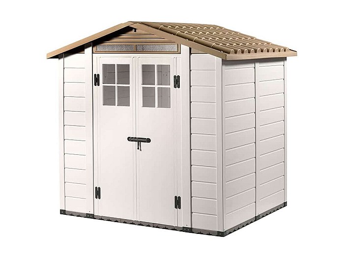 Gartenhaus Aus Kunstharz Tuscany Evo 120 – 2 M², Weiß/beige, Mit Fenster