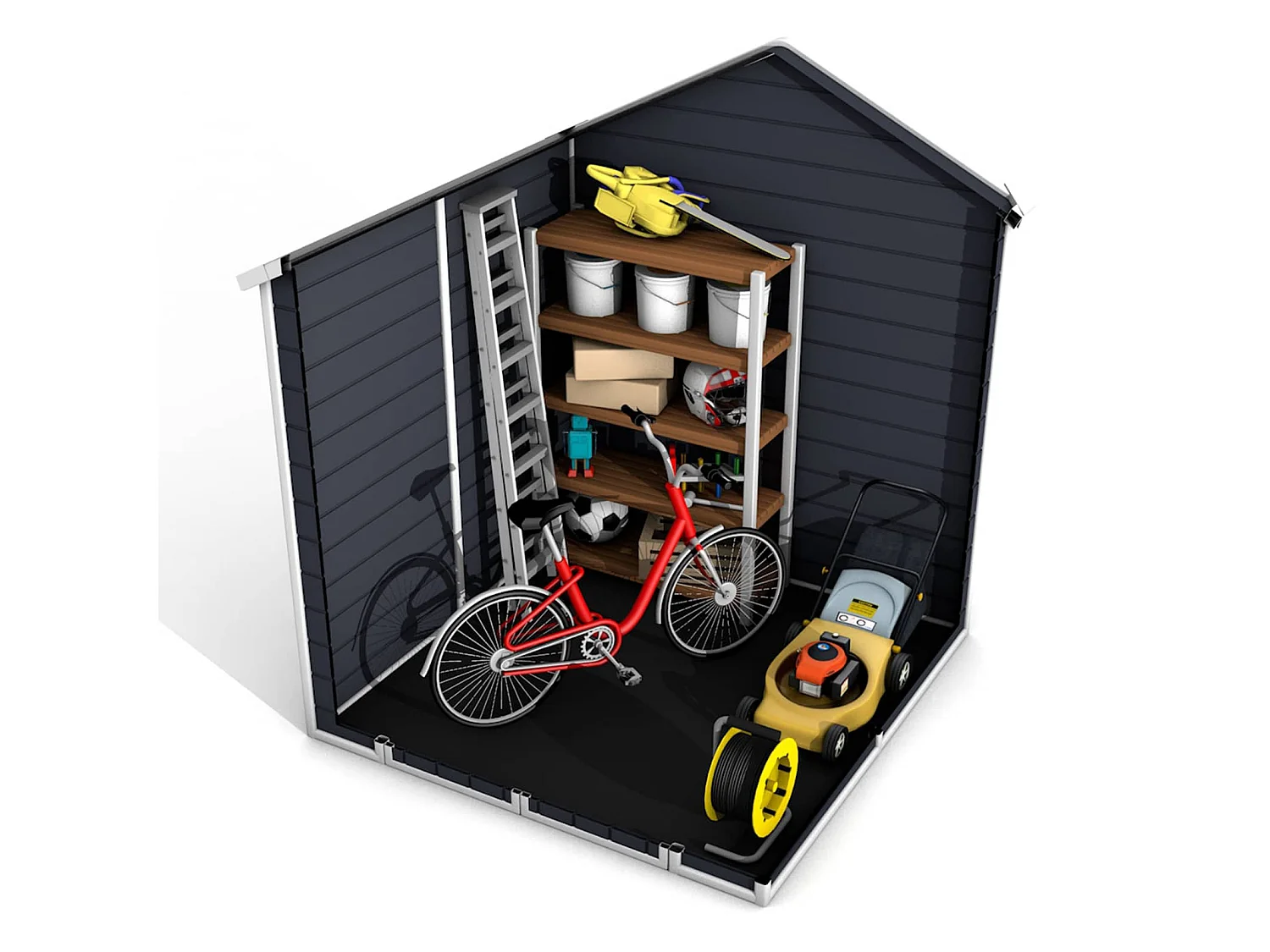 Caseta de Resina de Jardín Gardiun Zoe A - 3,64 m² 190x192x226 cm con Suelo Gris Antracita