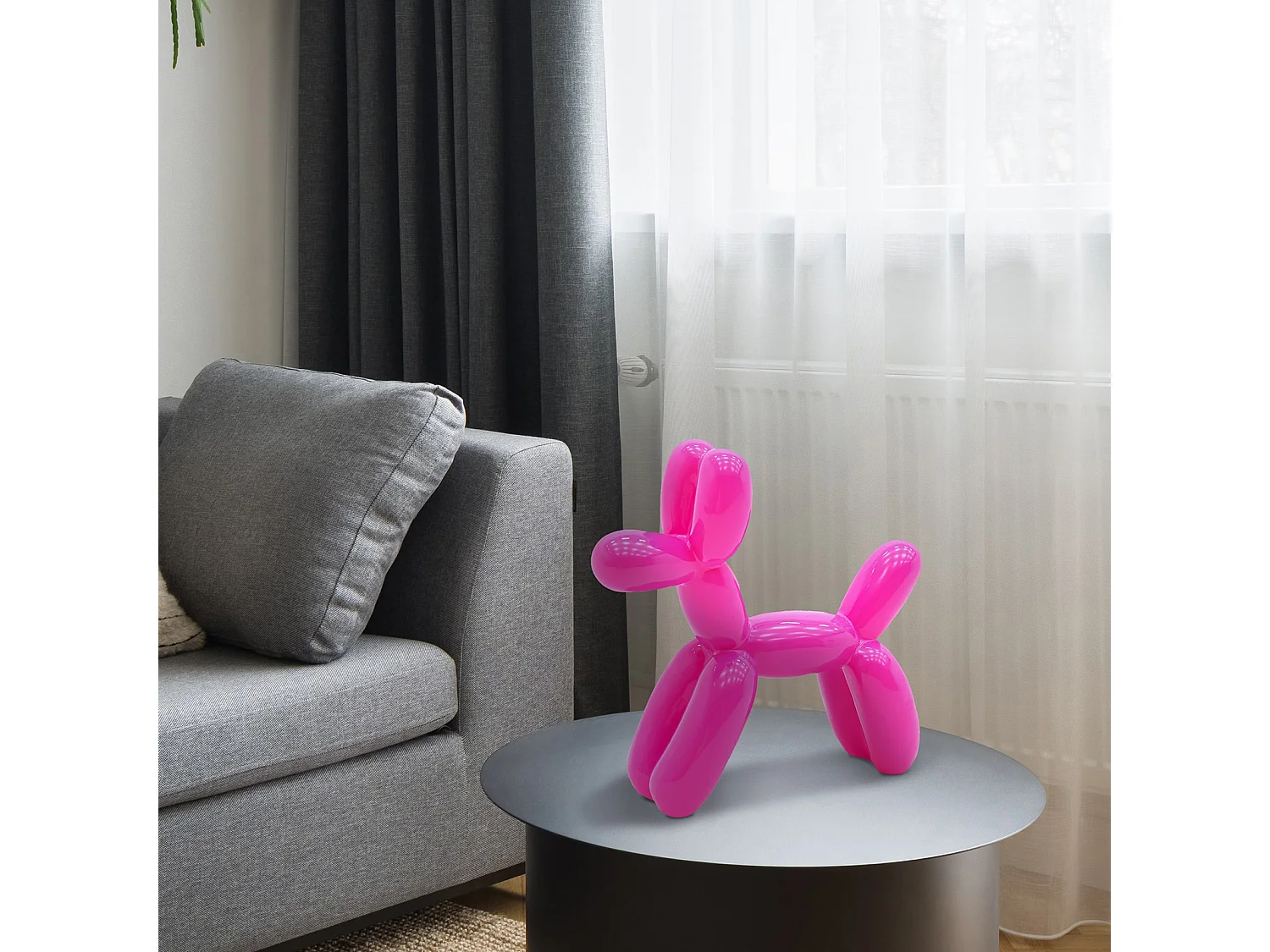 Statuetta Palloncino a Forma di Cane Taglia XS Kuatéh in Poliresina 41x13x41 cm Colore Rosa