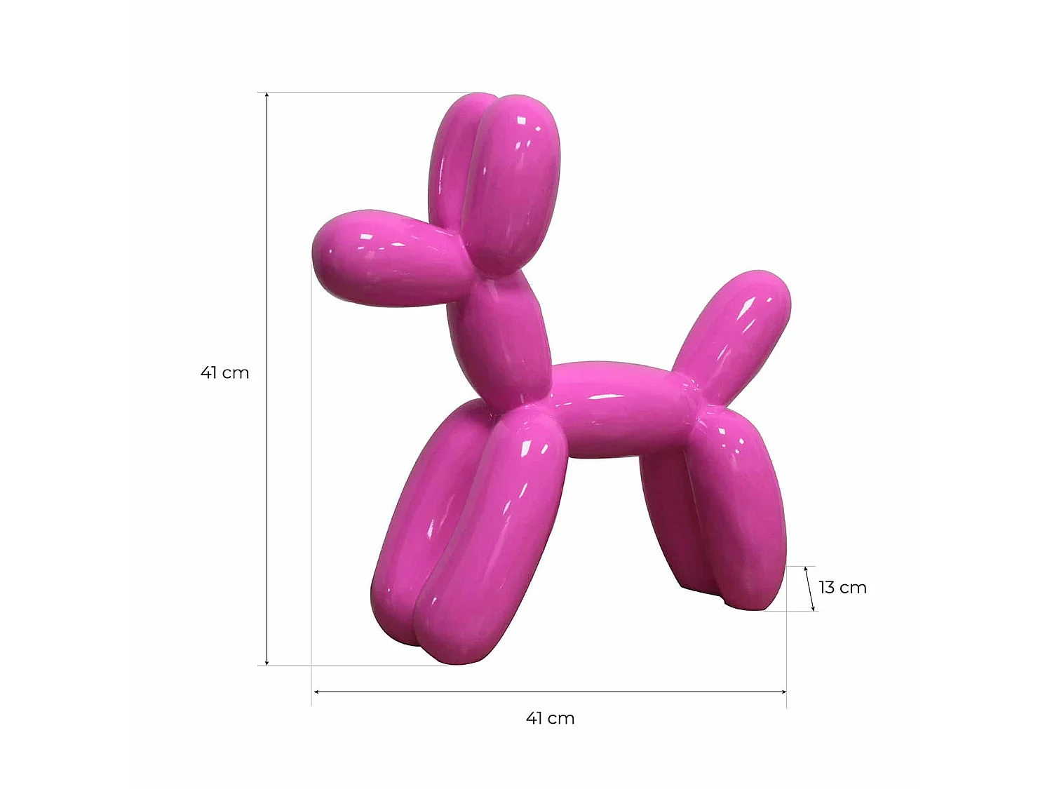 Statuetta Palloncino a Forma di Cane Taglia XS Kuatéh in Poliresina 41x13x41 cm Colore Rosa