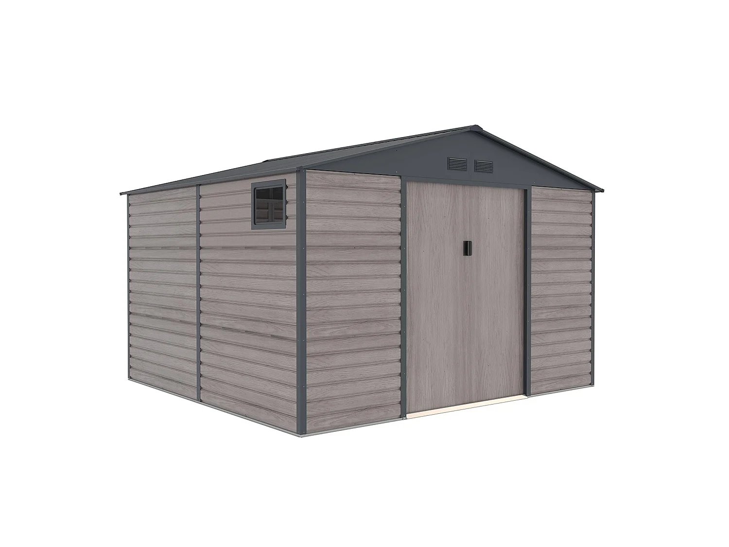 Abri de Jardin en Métal Gardiun Surrey 10,85 m2 Extérieur 340x319x226 cm en Acier avec Fenêtre Latérale et Effect Bois Grainé
