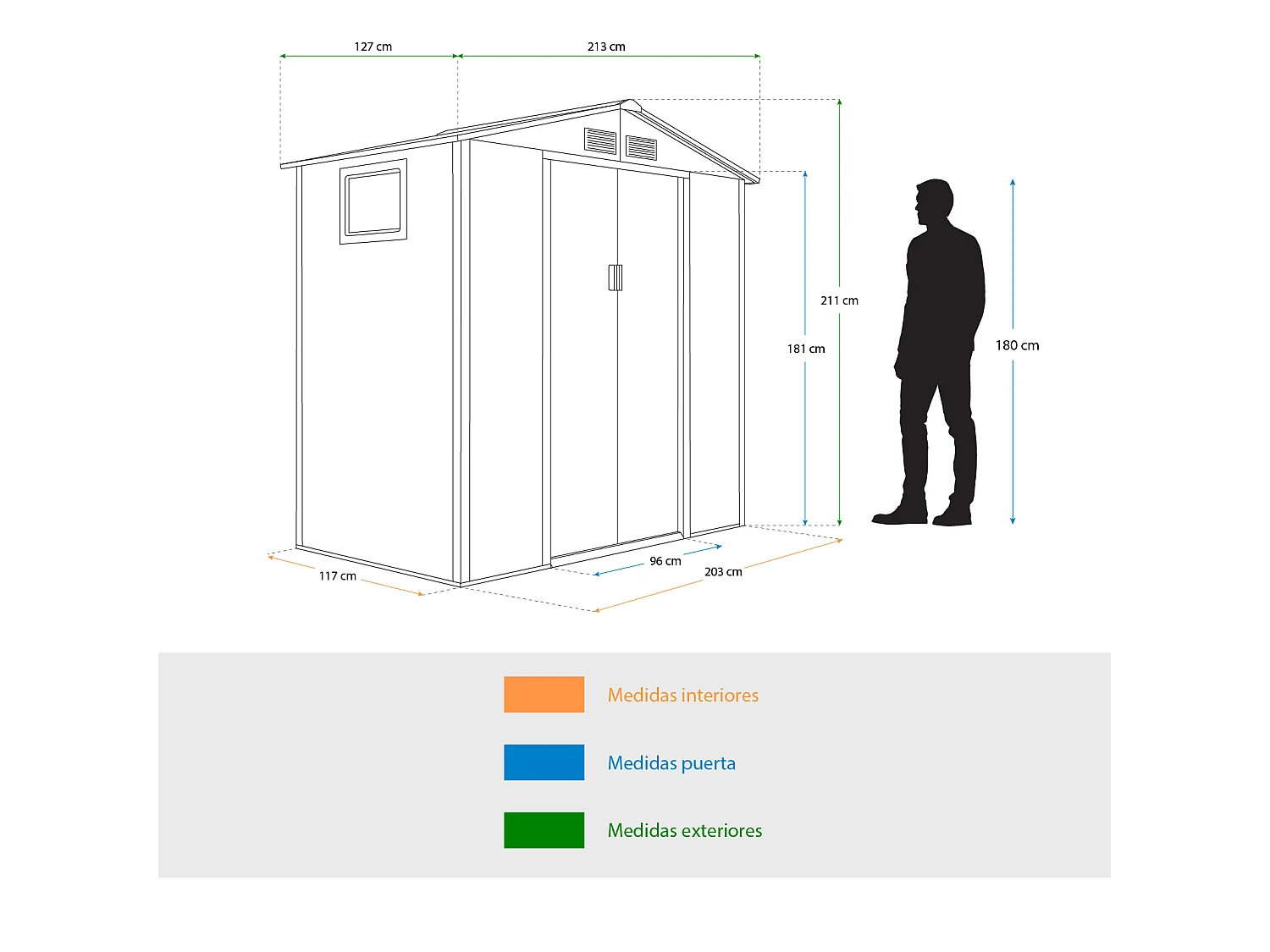 Caseta Metálica Gardiun Surrey 2,71 m2 Exterior 213x127x211 cm de Acero con Ventana Lateral y Efecto Madera Veteada