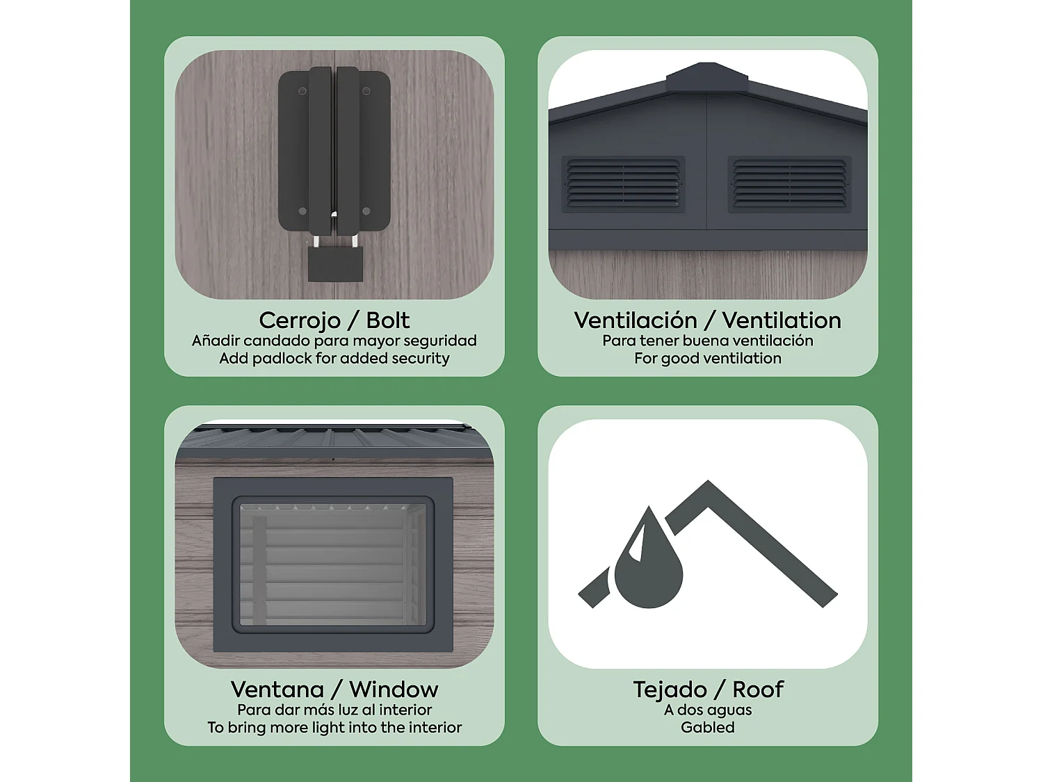 Abri de Jardin en Métal Gardiun Surrey 4,07 m2 Extérieur 213x191x211 cm en Acier avec Fenêtre Latérale et Effect Bois Grainé