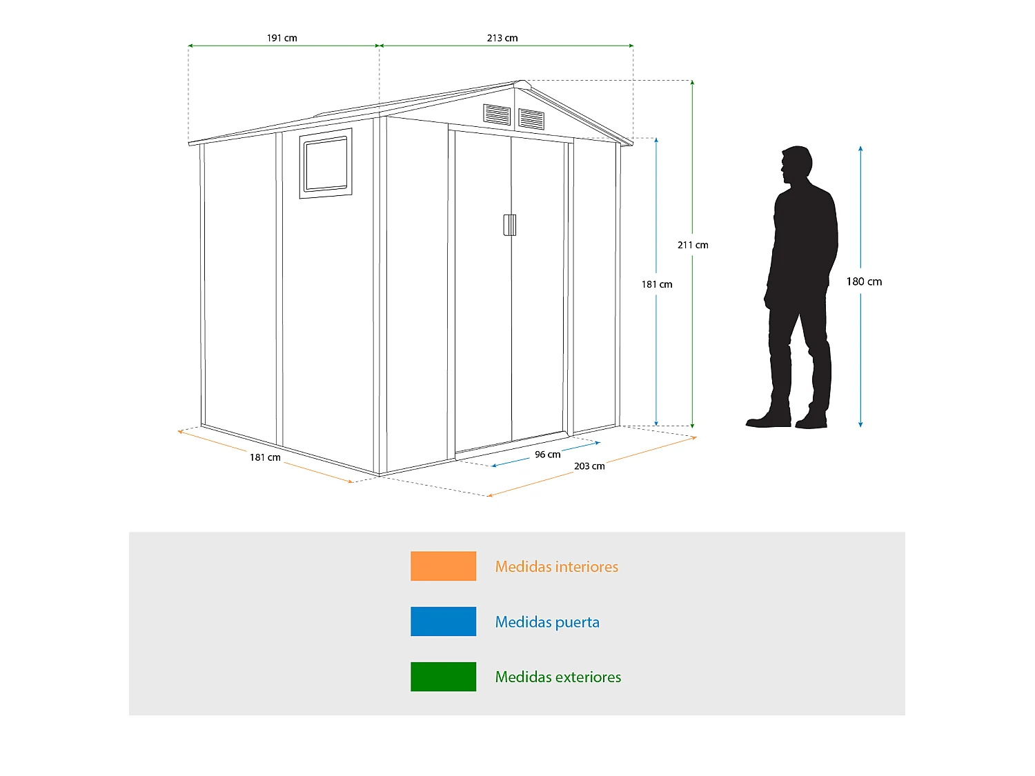 Abri de Jardin en Métal Gardiun Surrey 4,07 m2 Extérieur 213x191x211 cm en Acier avec Fenêtre Latérale et Effect Bois Grainé