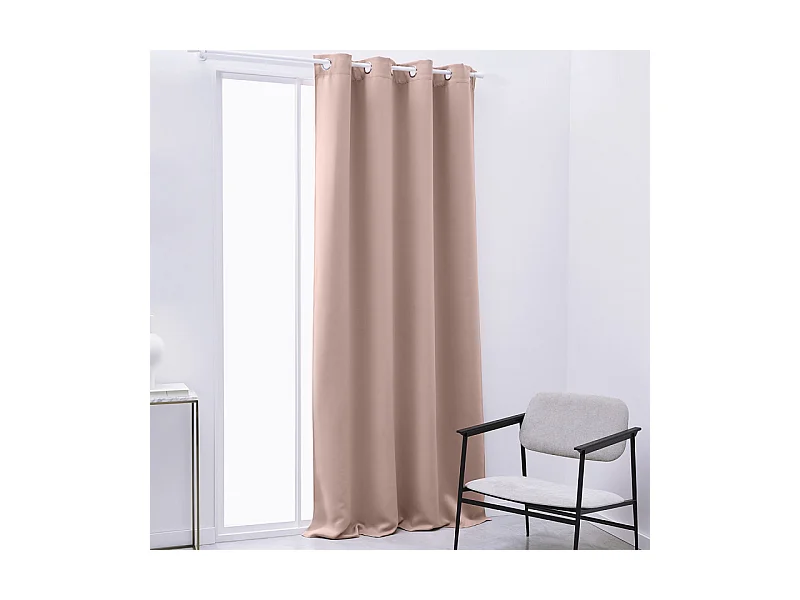 Rideau occultant prêt-à-poser, 100% polyester. Rose