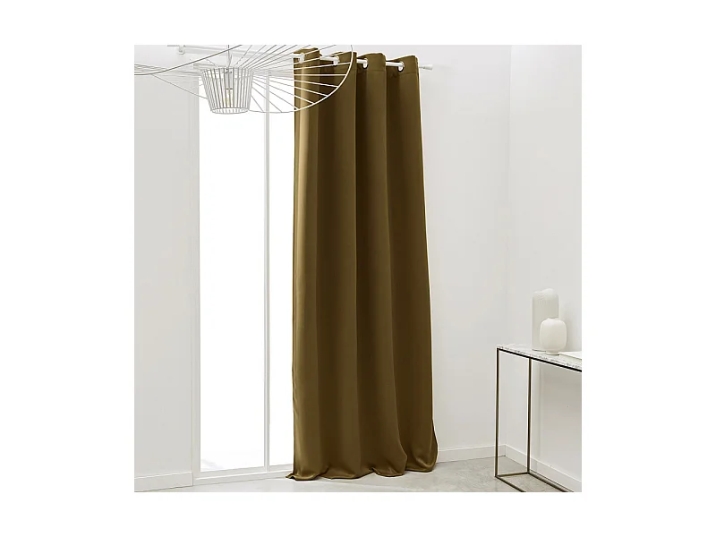 Rideau occultant prêt-à-poser, 100% polyester. Bronze
