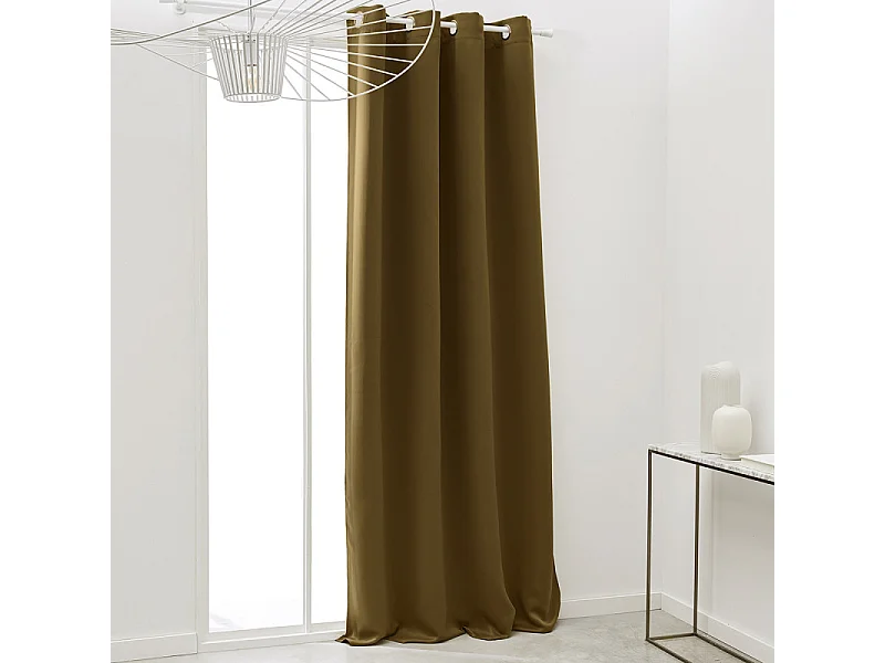 Rideau occultant prêt-à-poser, 100% polyester. Bronze