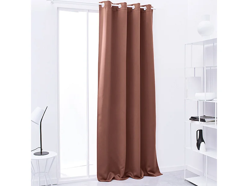 Rideau occultant prêt-à-poser, 100% polyester. Terre cuite