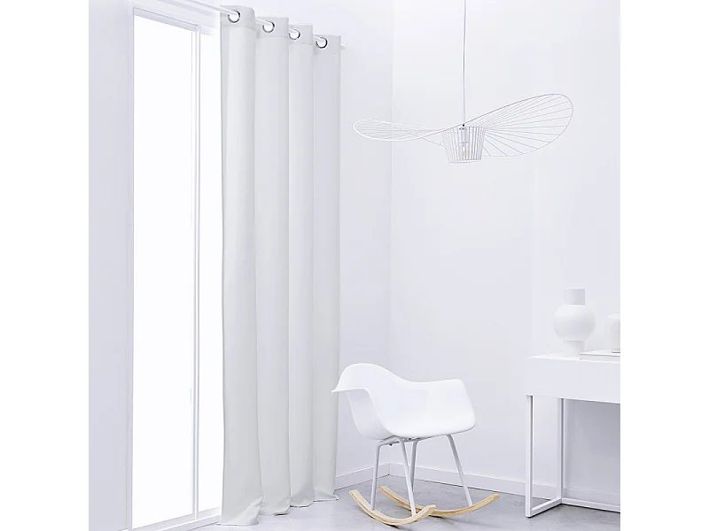 Rideau occultant prêt-à-poser 100% polyester Blanc