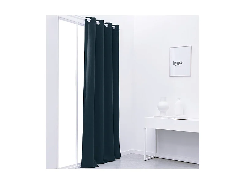 Rideau occultant prêt-à-poser 100% polyester Bleu Pétrole
