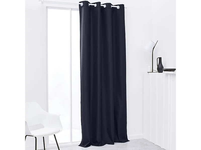 Rideau occultant prêt-à-poser, 100% polyester. Marin