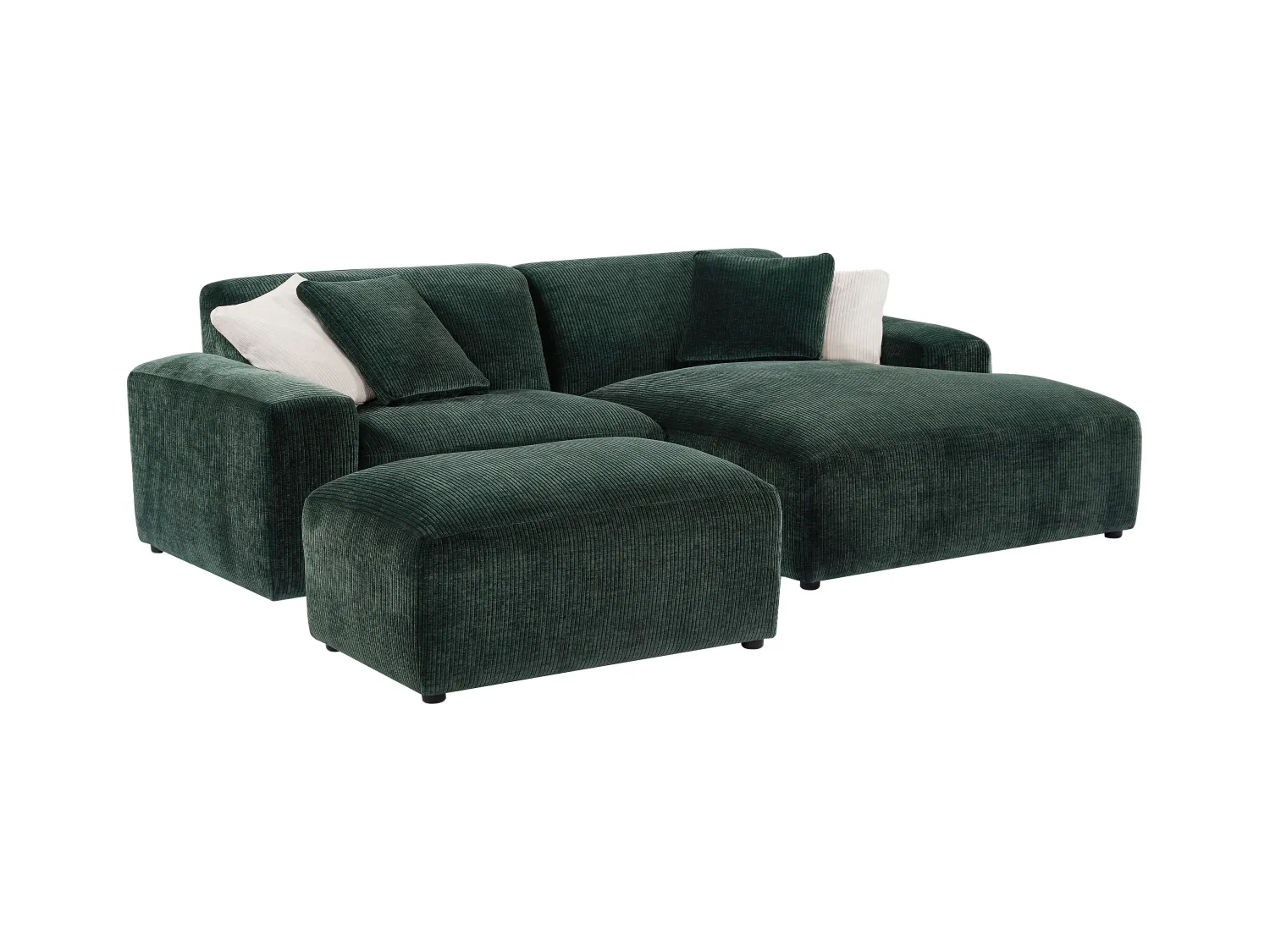 Ecksofa & Hocker - Ecke rechts - Cord - Tannengrün - TIRONO von Maison Céphy