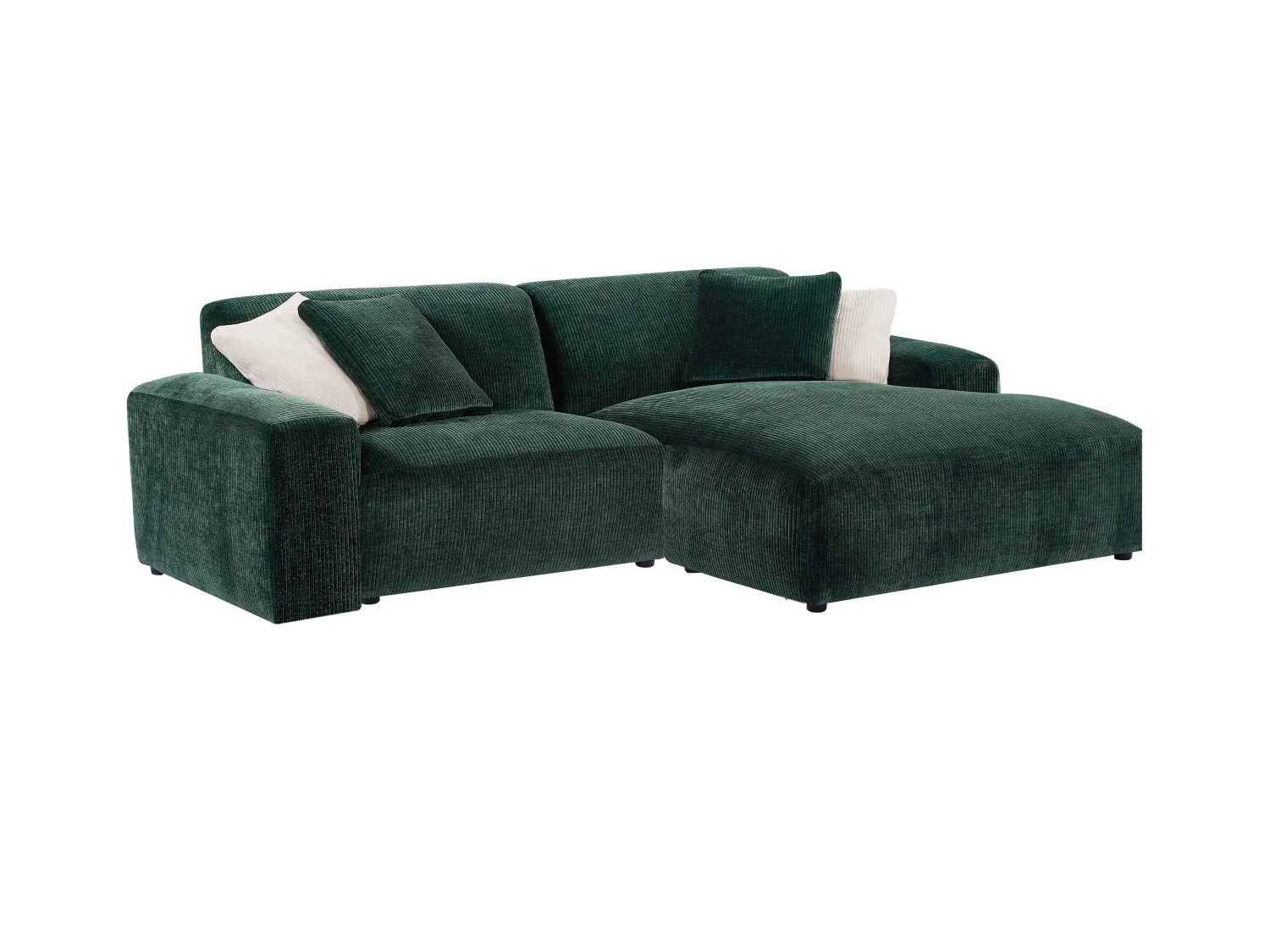 Ecksofa & Hocker - Ecke rechts - Cord - Tannengrün - TIRONO von Maison Céphy