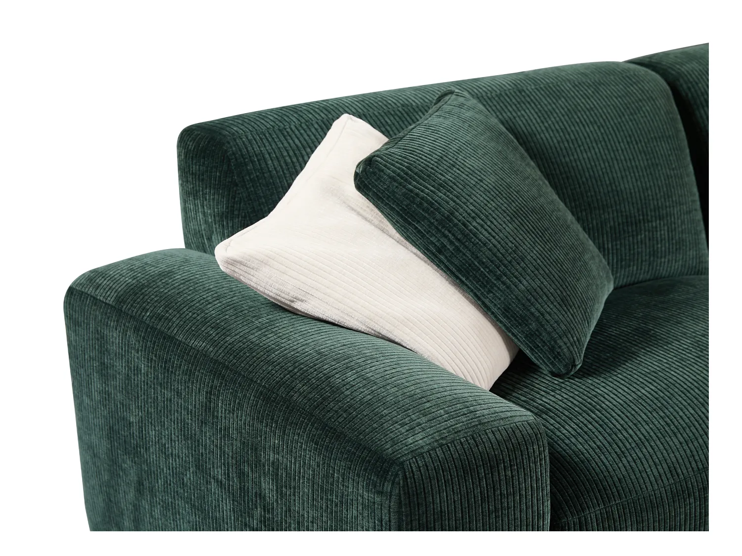 Ecksofa & Hocker - Ecke rechts - Cord - Tannengrün - TIRONO von Maison Céphy