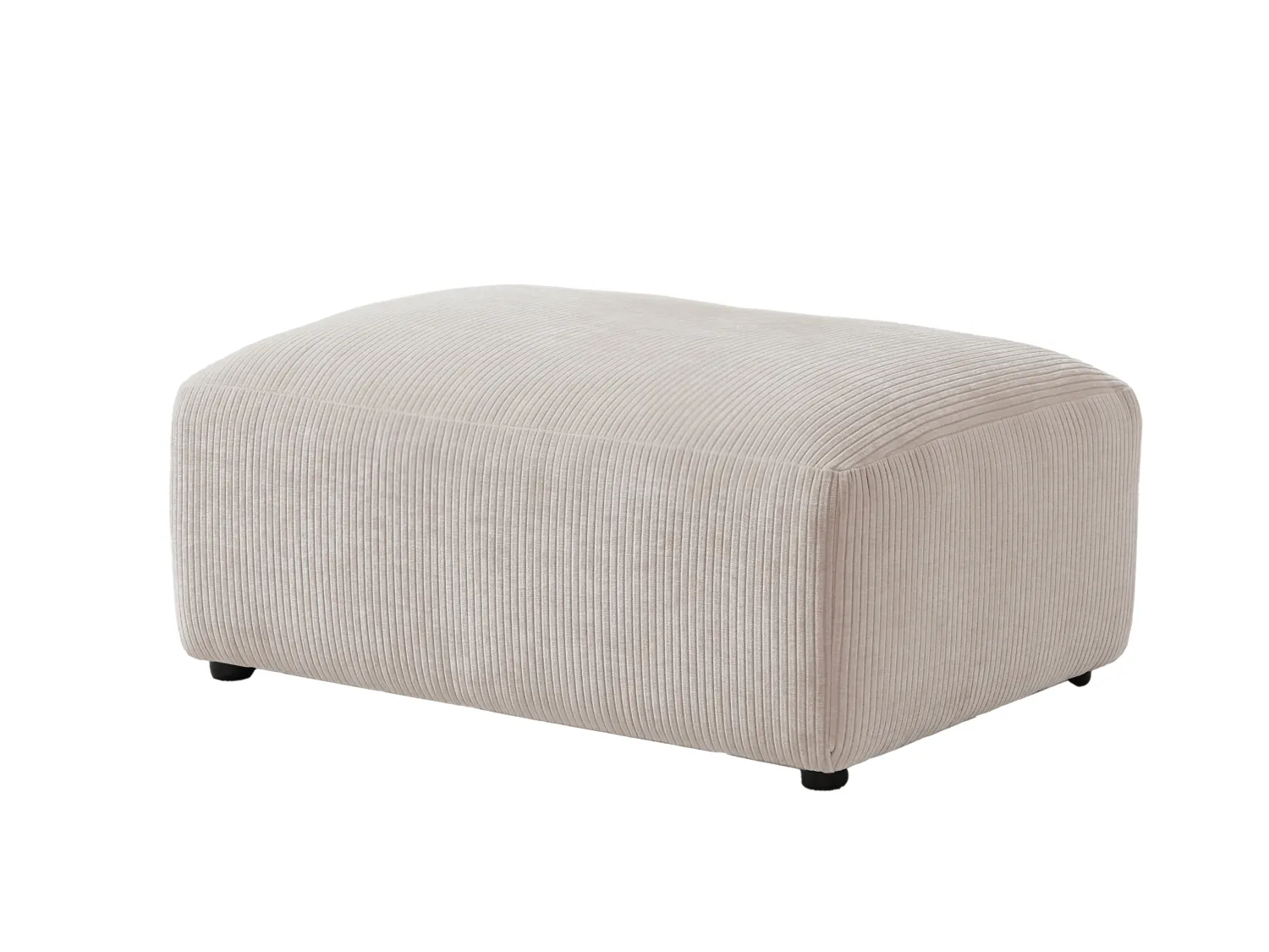Canapé d'angle gauche et pouf en velours côtelé beige TIRONO de Maison Céphy