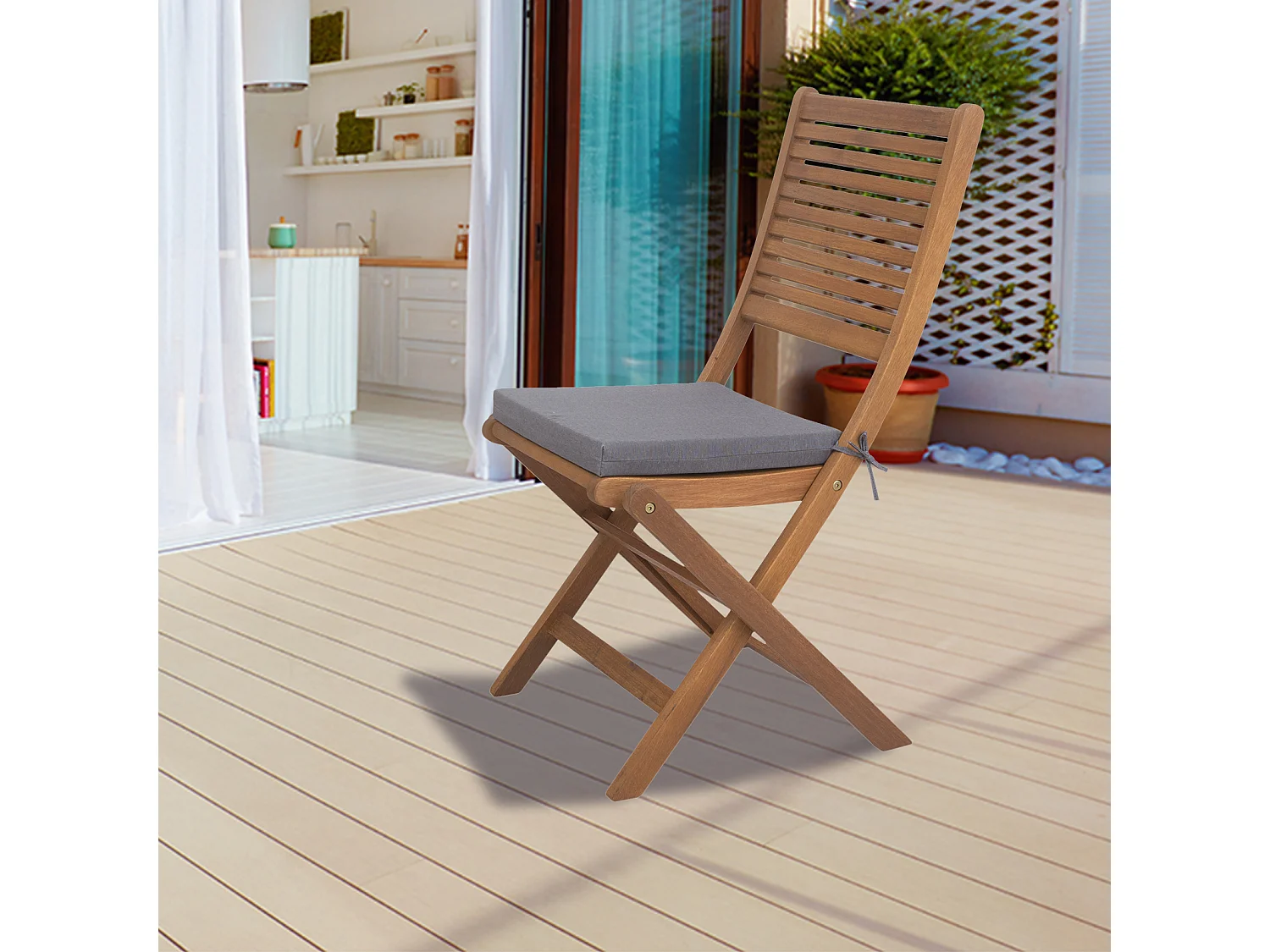 Cojín para Silla Chillvert Gandía Cuadrado 38x38x4,5 cm Gris Desenfundable