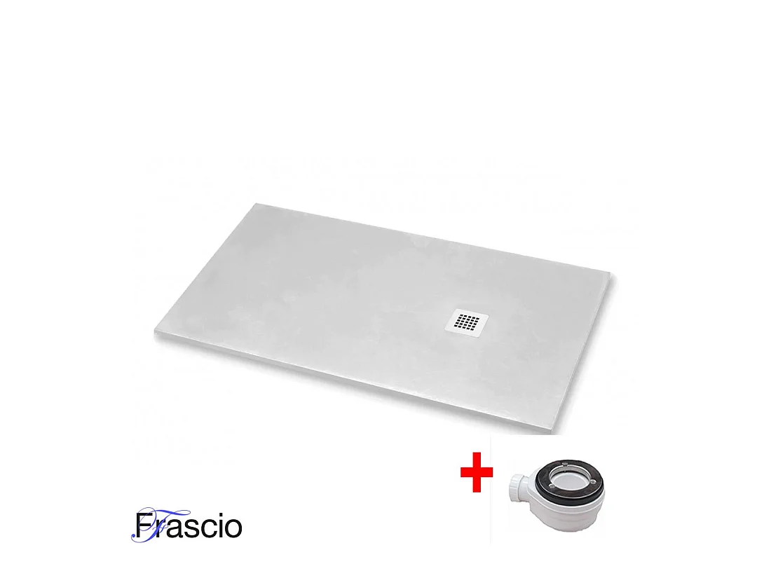 Receveur de Douche 70X100 cm Ligne Vulcano Extra Fin Couleur Gris Clair Ral 7035 En Résine Synthétique et Poudre de Marbre Avec Bonde Gratuite