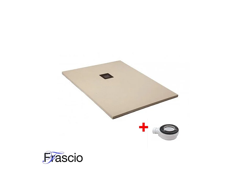 Receveur de Douche 70X70 cm Ligne Vulcano Extra Fin Blanc Perle Ral 1013 En Résine Synthétique et Poussière de Marbre Avec Déchets Gratuits