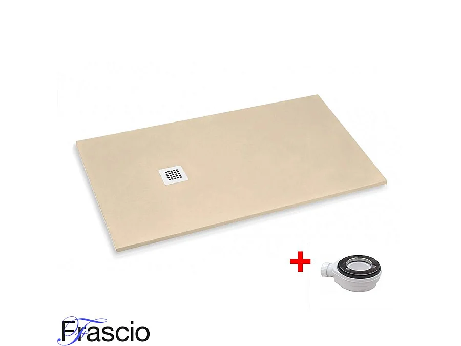 Douchebak 70X80 cm Vulcano Line Extra Slim Kleur Licht Ivoor Ral 1015 In Kunsthars en Marmerpoeder Met Gratis Afval