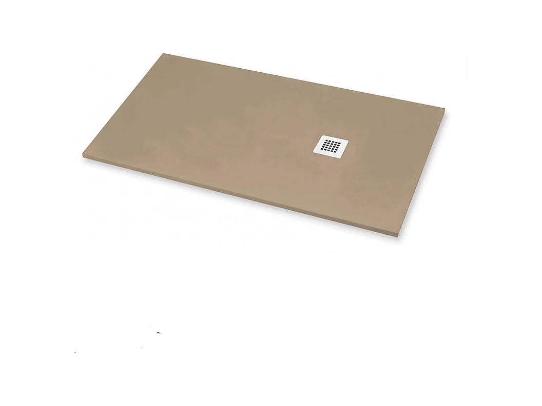 Receveur de Douche 80X120 cm Ligne Vulcano Extra Fin Beige Ral 1019 en Résine Synthétique et Poudre de Marbre avec Bonde Libre