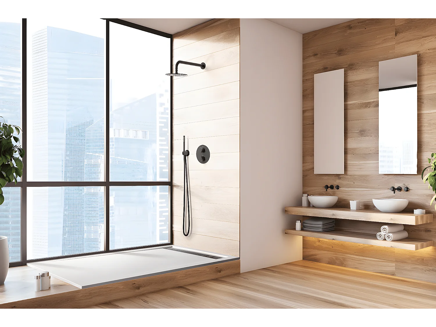 Receveur de douche 90X120 cm avec grille latérale Vulcano Line Extra Slim blanc en résine synthétique et poussière de marbre avec vidage offert