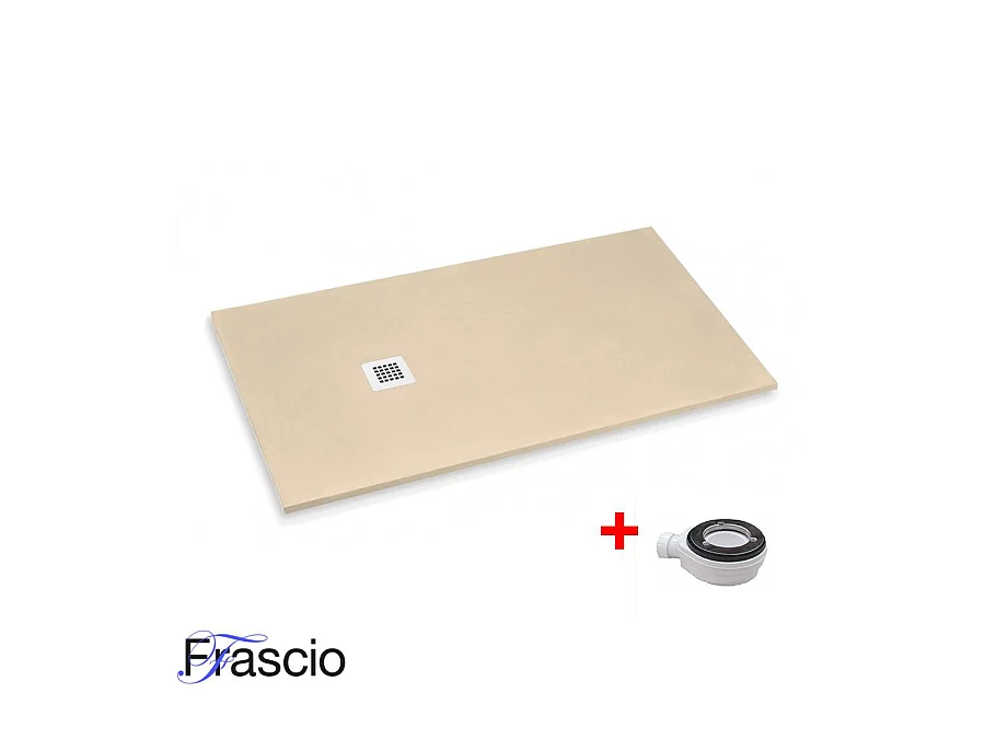 Receveur de Douche 100X110 cm Ligne Vulcano Extra Fin Couleur Ivoire Clair Ral 1015 en Résine Synthétique et Poudre de Marbre Avec Bonde Offerte