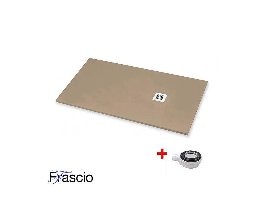 Receveur de Douche 80X130 cm Ligne Vulcano Extra Fin Beige Ral 1019 en Résine Synthétique et Poussière de Marbre Avec Bonde Offerte